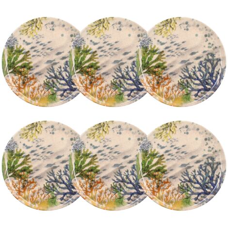 Lot de 6 assiettes plates en grès 26cm, CORFOU