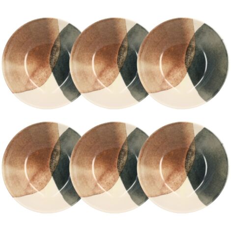 Lot de 6 assiettes creuses en grès 20cm, GAIA