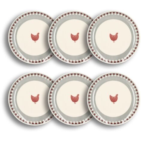 Lot De 6 Assiettes Plates En Grès – Marque Niderviller – État Correct
