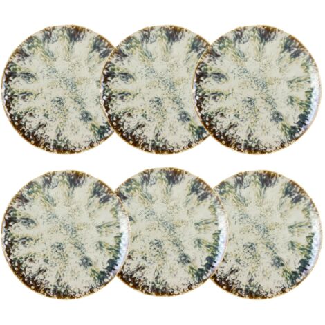 Lot de 6 assiettes plates en porcelaine 27cm, MAKA (1/5)