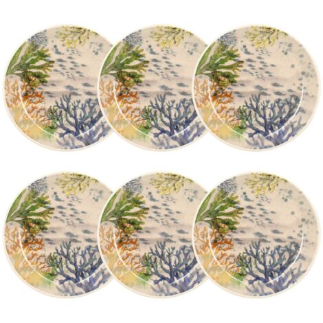 Lot de 6 assiettes creuses en grès 20,5cm, CORFOU