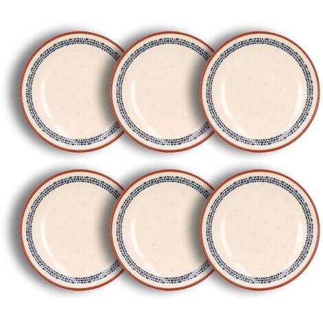 Lot de 6 assiettes creuses en faïence 25cm, AMATXI (1/3)