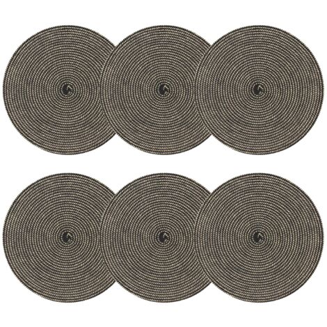 Lot de 6 sets de table rond en papier et coton 36cm (1/3)