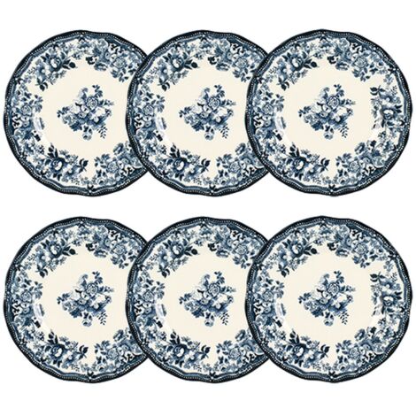 Lot de 6 assiettes à dessert en grès 20cm, FAUSTINE (1/4)