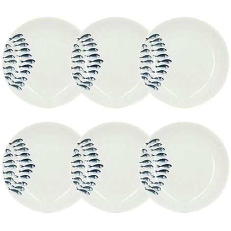 Lot de 6 assiettes creuses en porcelaine 20cm, PESCARE (1/3)