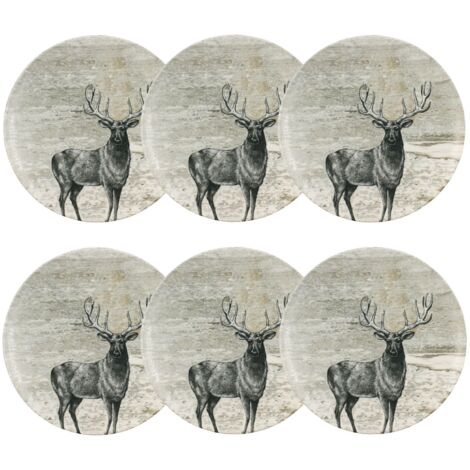 Lot de 6 assiettes plates en porcelaine 26cm, LACHAT