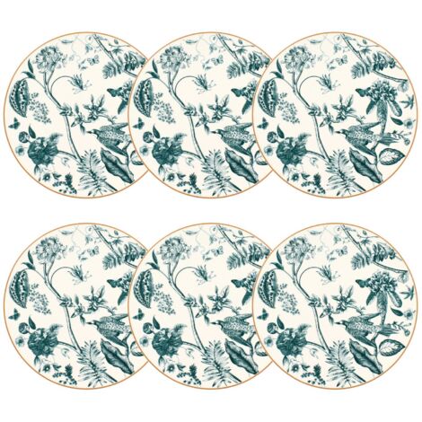 Lot de 6 assiettes plates en porcelaine 27cm, BOTANIC (1/5)