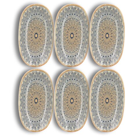 Lot de 6 assiettes ovales en porcelaine, BYZANCE (1/3)