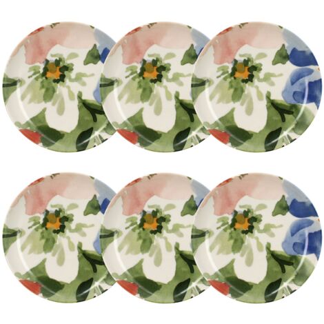 Lot de 6 assiettes creuses en porcelaine 21cm, FLORALUX