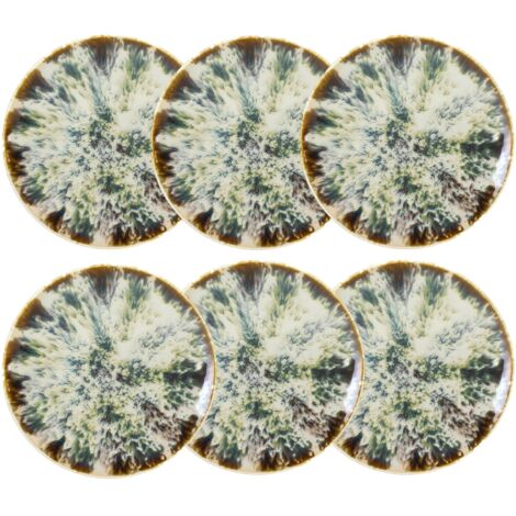 Lot de 6 assiettes à dessert en porcelaine 20cm, MAKA (1/5)