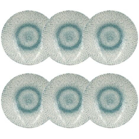 Lot de 6 assiettes creuses en porcelaine 21cm, AQUA