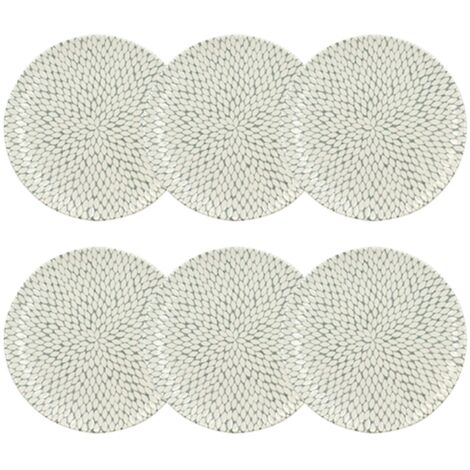 Lot de 6 assiettes plates en porcelaine 27cm, JASMIN (1/4)