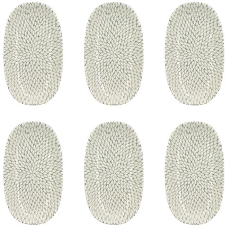 Lot de 6 assiettes ovales en porcelaine 23,5cm, JASMIN (1/3)