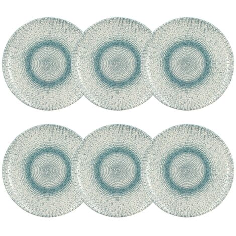 Lot de 6 assiettes plates en porcelaine 27cm, AQUA (1/3)