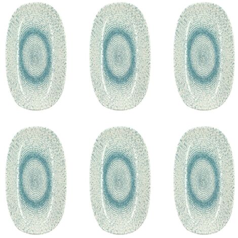 Lot de 6 assiettes ovales en porcelaine 23,5cm, AQUA (1/4)