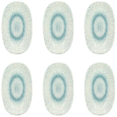 Lot de 6 assiettes ovales en porcelaine 19cm, AQUA (1/3)