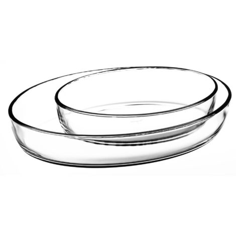Lot de 2 plats à four ovale en verre 26cm et 35cm