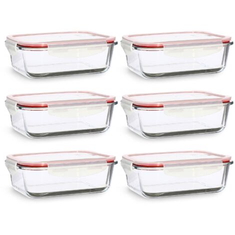 Lot de 6 boîtes hermétiques en verre 1040ml, CLÉMENTINE (1/2)