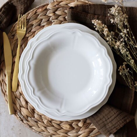Assiette creuse en grès rose D20 - Lot de 4 Nala | Maisons du Monde