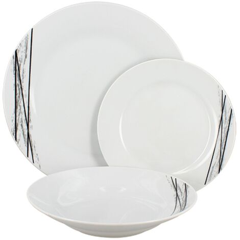 Lot de 36 assiettes en porcelaine, CARBONE