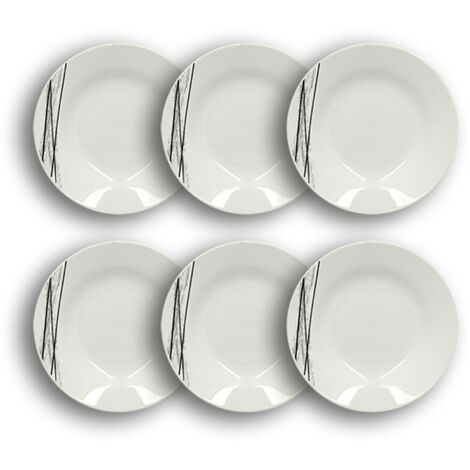 Lot de 6 assiettes creuses en porcelaine 20cm, CARBONE (1/3)