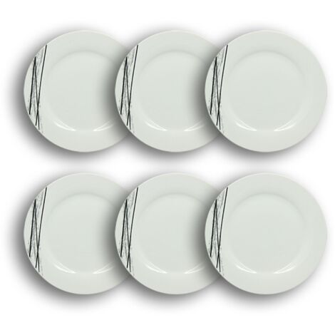 Lot de 6 assiettes plates en porcelaine 27cm, CARBONE