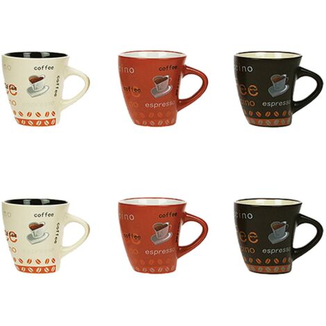 Lot de 6 tasses en grès 15cl – Grès véritable – Compatible lave-vaisselle et micro-ondes – Design moderne évasé