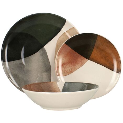 Lot de 36 assiettes en grès, GAIA