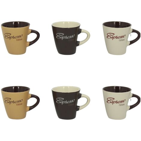 Lot de 6 tasses en grès 15cl, EXPRESSO ITALIANO