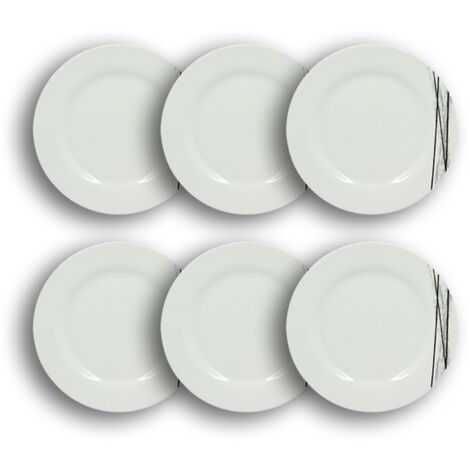 Lot de 6 assiettes desserts en porcelaine 19cm, CARBONE (1/3)