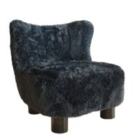 Fauteuil imitation fourrure et structure en bois, ARTIC