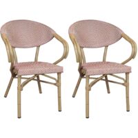 Lot de 2 fauteuils de table extérieur effet rotin naturel, AMALFI