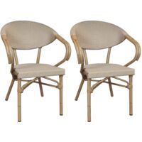 Lot de 2 fauteuils de table extérieur effet rotin naturel, AMALFI