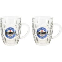 Lot de 2 chopes à bière en verre 54cl, BRASSEUR