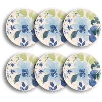 Lot de 6 assiettes à dessert en grès 19cm, BLEUET