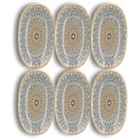 Lot de 6 assiettes ovales en porcelaine, BYZANCE