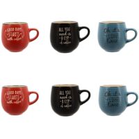 Lot de 6 mugs en grès 35cl, PAUSE CAFÉ