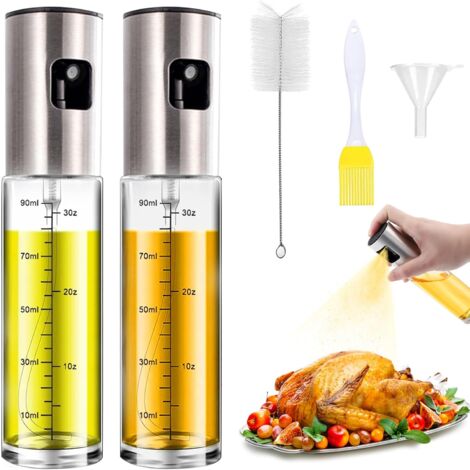Spruzzino per Olio, Nebulizzatore Olio con Scala, Aceto Oilo Sprayer Nebulizzatore Olio Flaconi Spray per Olio D'Oliva Olio da Cucina Spray Oliera Spray 100ml per Insalata Barbecue Cucinare Cottura