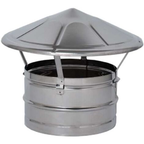 Tête de Cheminée chinoise fixe Ronde Ø 12 cm (raccord mâle) chapeau de ventilation en acier galvanisé (1/2)