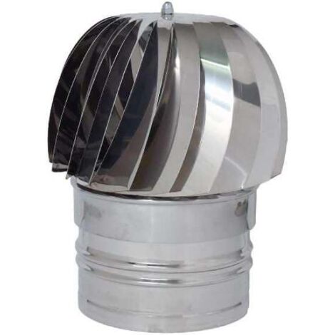 Extracteur de fumée et vent de cheminée ø 12 cm – Globe tournant rotatif en acier inoxydable – Pour ventilation faible à moyenne (1/4)