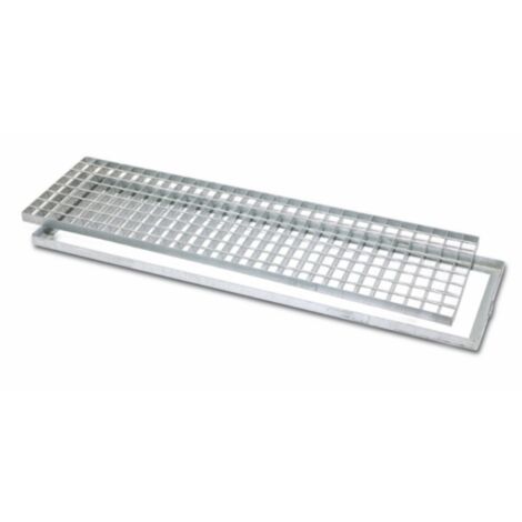 Grille de voirie en acier galvanisé 20 x 100 cm – Cadre pour caniveau – Surface antidérapante – Évacuation efficace des eaux pluviales