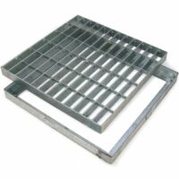 Grille de voirie en acier galvanisé 40x40cm – Surface antidérapante – Pour caniveau de drainage et évacuation des eaux pluviales
