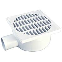 Siphon de sol 200x200 mm – Sortie horizontale ø50 – Polypropylène traité anti-UV – Évacuation efficace pour douches et terrasses