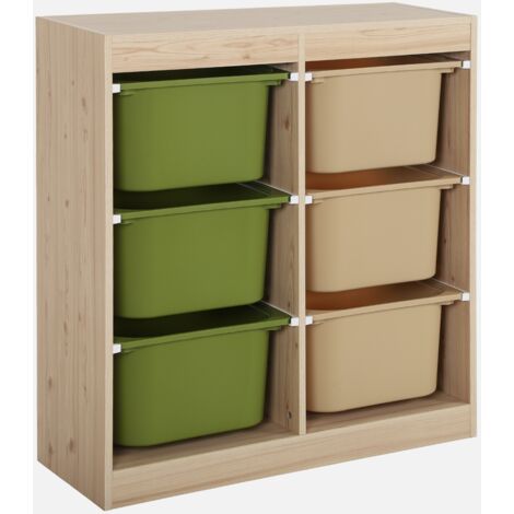Mueble de almacenamiento infantil, 6 cajas coloridas