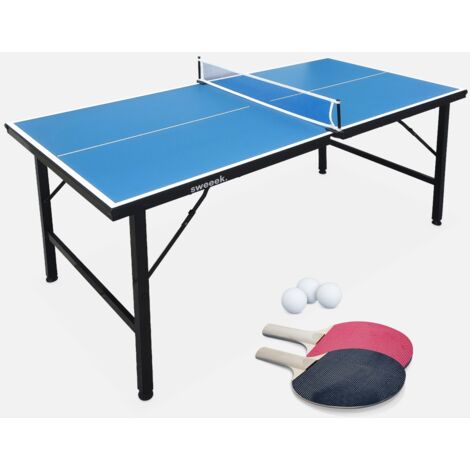 Mini mesa de ping pong interior plegable con 2 raquetas y 3 pelotas, 150cm