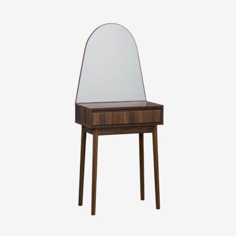 Mueble tocador de madera espejo redondo, 60cm (1/5)