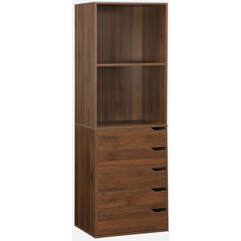 Módulo de vestidor decorativo de madera con 5 cajones y 2 estantes