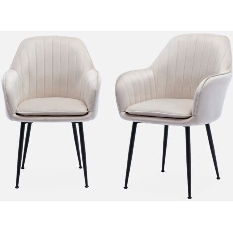 Sillón de terciopelo con patas de metal, set de 2