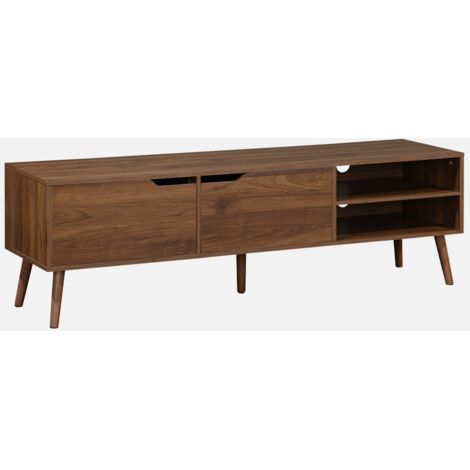 Mueble TV en acabado estilo nogal con 2 puertas, 160cm