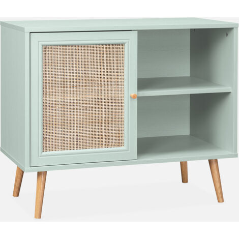 Aparador estilo escandinavo con 1 puerta de caña, 80cm